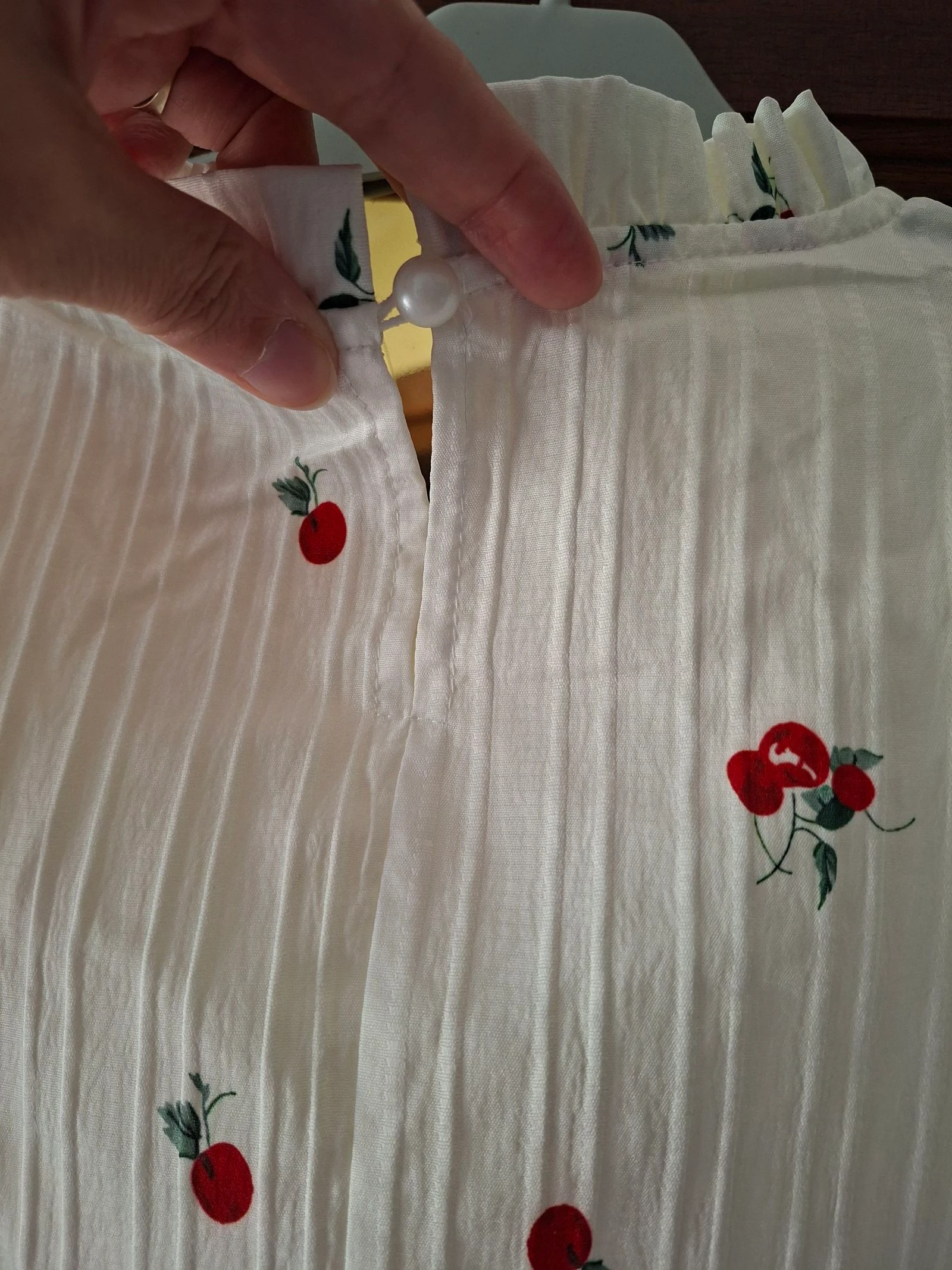 Pretty light white blouse with small red cherry print – photo 6